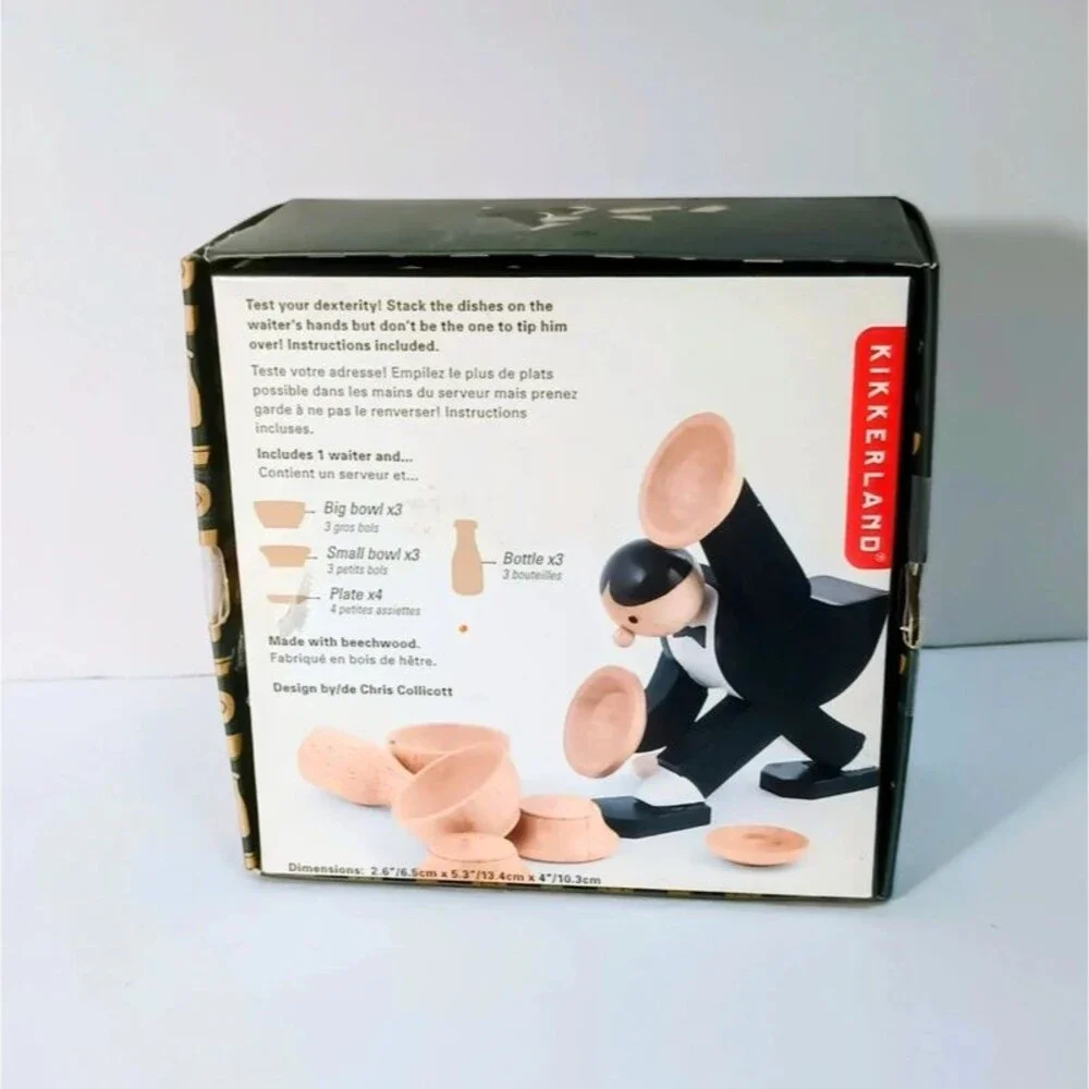 Kikkerland Don't Tip The Waiter Dexterity Wooden Stacking Game Family Montessori